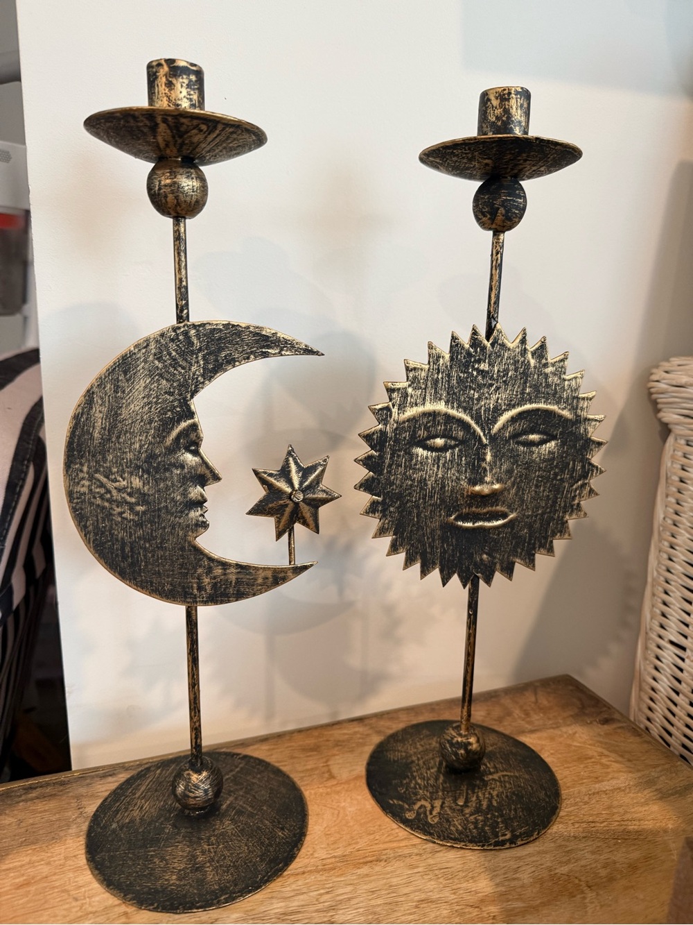 Vintage 90s Sun and Moon Whimsigoth Candle Stick Holders Celestial Whimsical